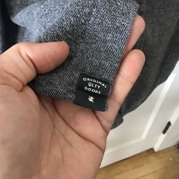 Gray 100% Cotton Heathered button up long sleeve top large - Picture 4 of 9